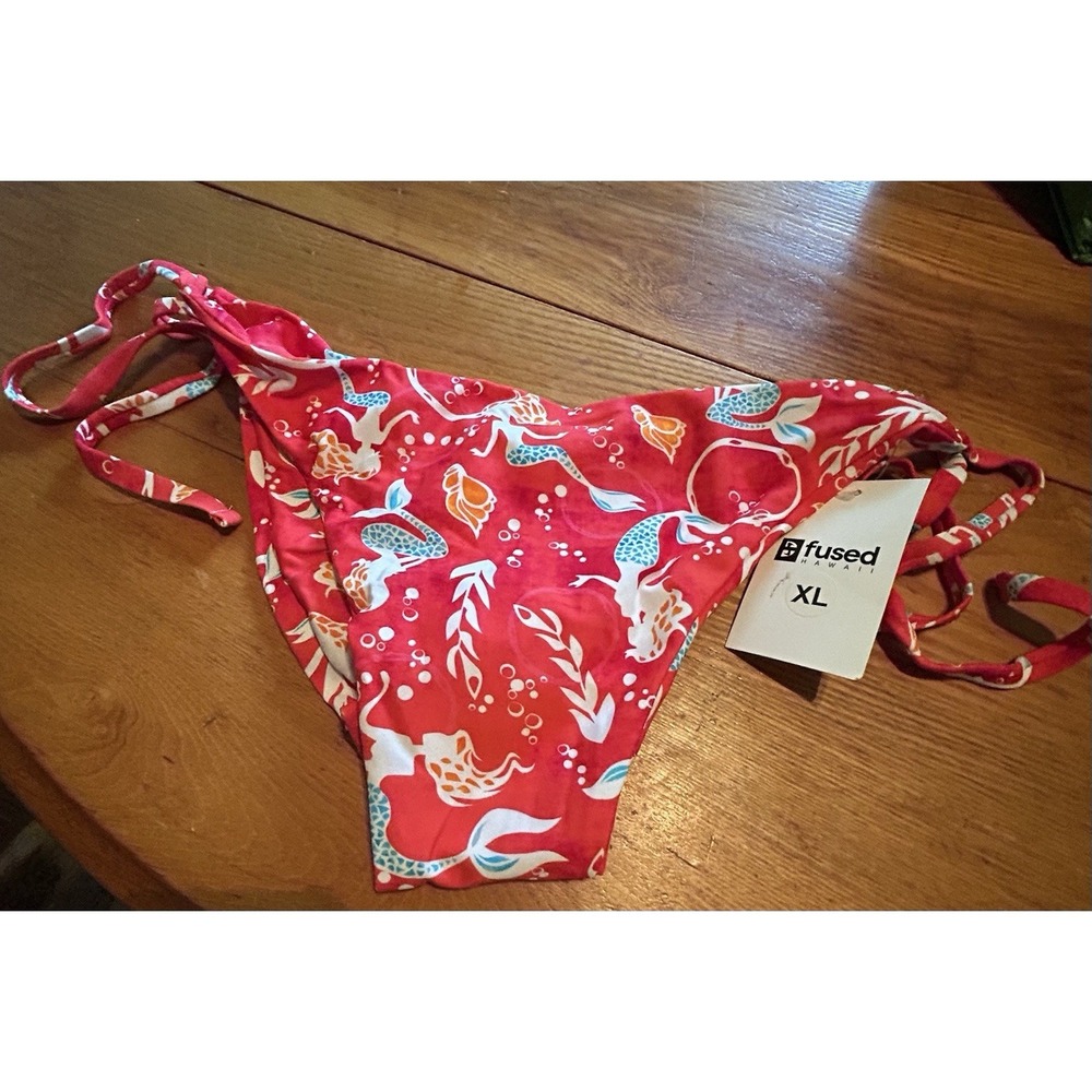 Fused Hawaii  Aloha Bottom Size XL NWT Mermaid Bikini Bottom Red